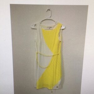 STUDIO ONE NY/YELLOW & WHITE COLOR BLOCK JERSEY TIE FRONT MINI